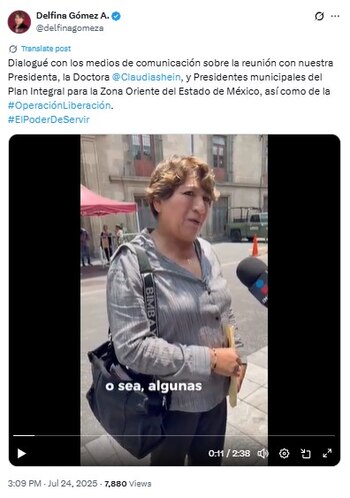 Delfina Gómez ofrece detalles sobre