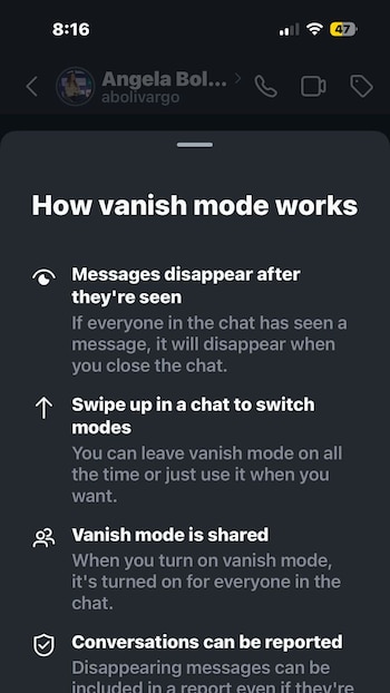 Estas son las especificaciones que se deben leer antes de activar este modo. (Foto: Instagram)