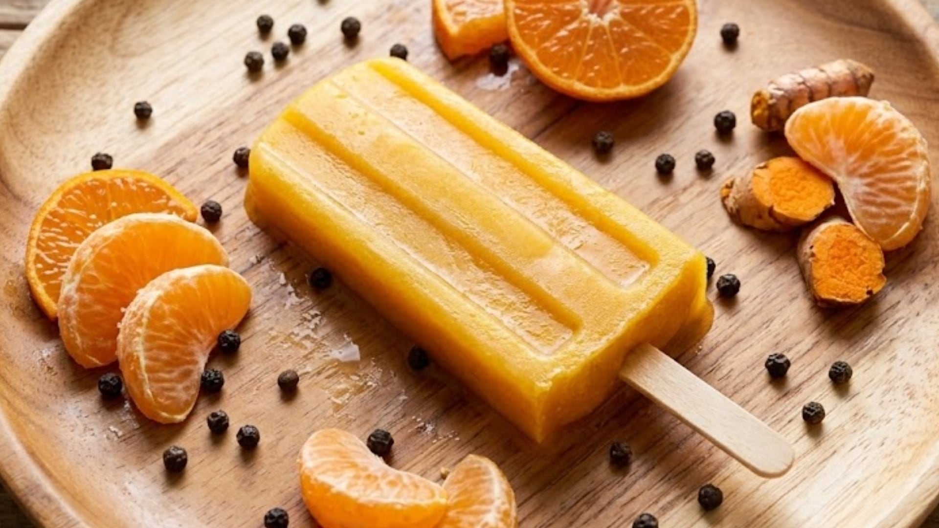 Paletas heladas de mandarina, cúrcuma y pimienta negra: antiinflamatorias, con vitamina C y sin azúcar
