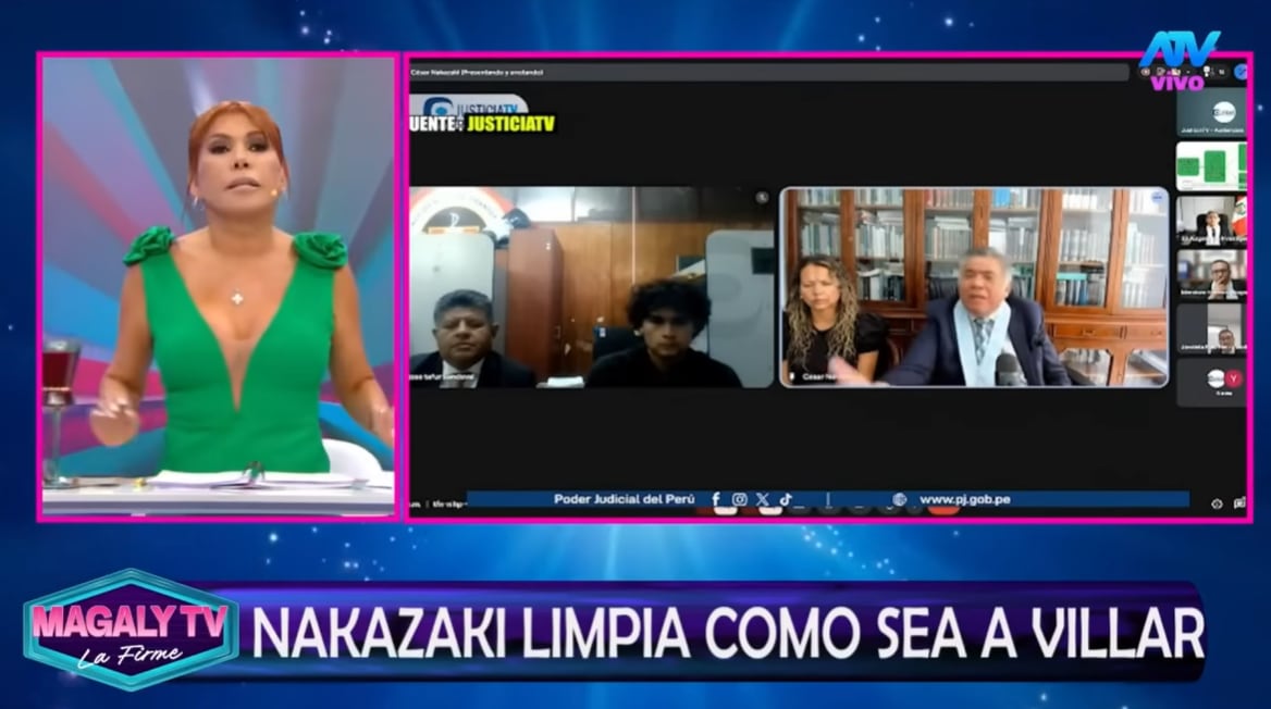 Magaly Medina critica la defensa de César Nakazaki a Adrián Villar, rememorando su propia experiencia con el abogado en un contexto judicial. (Magaly TV La Firme)