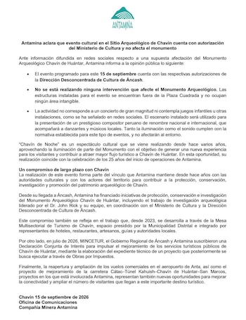 Comunicado de Antamina