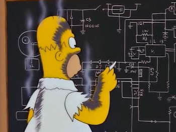 Homero Simpson desafiendo el teorema de Fermat