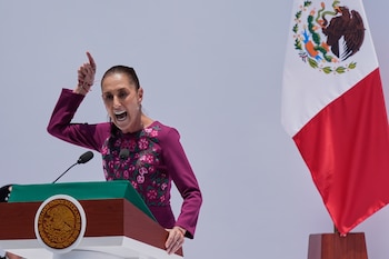 La dirigente reafirma su respaldo al proyecto político encabezado por Claudia Sheinbaum. (AP Foto/Marco Ugarte)