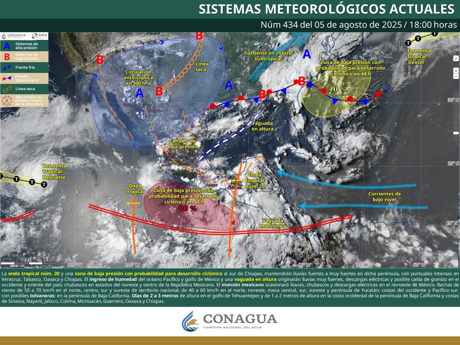 Se prevé que esta semana se formen dos nuevos ciclones.FOTO: SMN Conagua