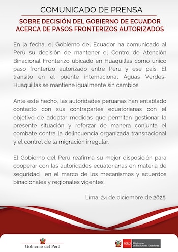 Comunicado de la Cancillería