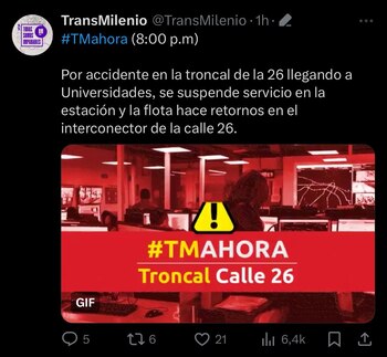 TransMilenio informó el cierre de