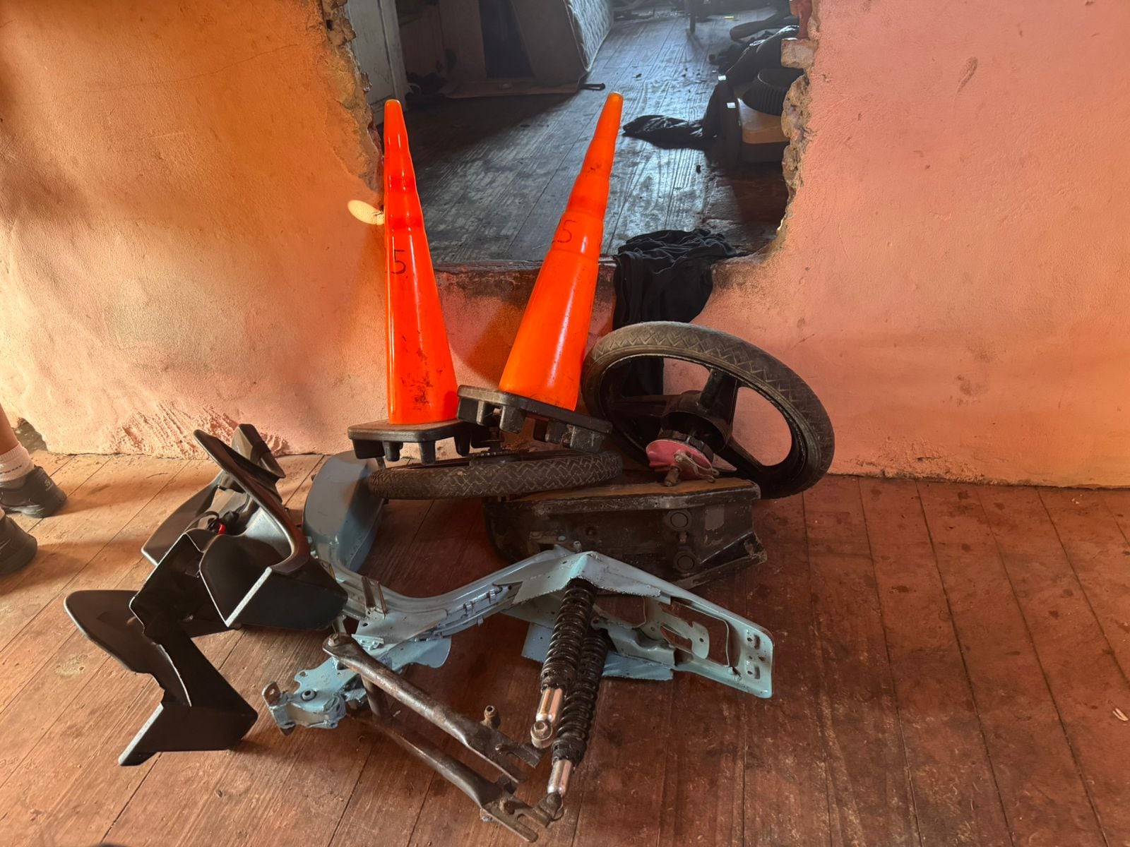 Una de las autopartes que la Policía descubrió