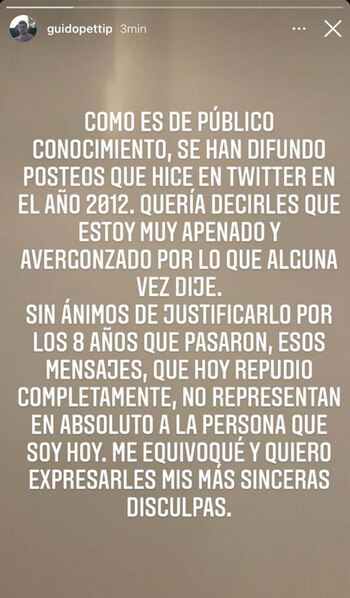 El posteo de Guido Petti