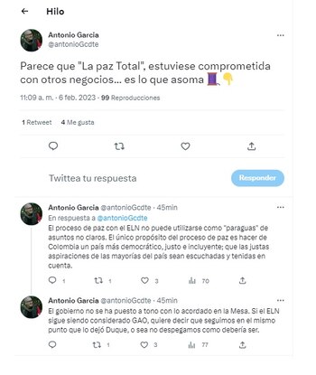 Trino de "Antonio García" sobre la Paz Total del gobierno Petro