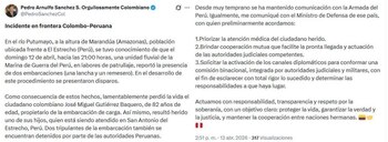 El ministro Pedro Sánchez confirmó que dos hombres fueron detenidos durante el incidente por las autoridades peruanas, y anunció que ya se adelantan labores conjuntas para esclarecer los hechos - crédito @PedroSanchezCol/X