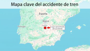 Mapa del accidente de tren en Toledo: dónde se ha producido el choque entre el AVE y el Iryo