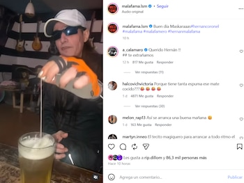 El cantante de cumbia preparó una infusión de mate cocido con cerveza en la cuenta oficial de Instagram del grupo