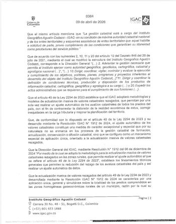 El Instituto Geográfico Agustín Codazzi aplicará el ajuste automático sobre la totalidad de los predios agrupados en las zonas homogéneas geoeconómicas rurales de cada municipio - crédito IGAC