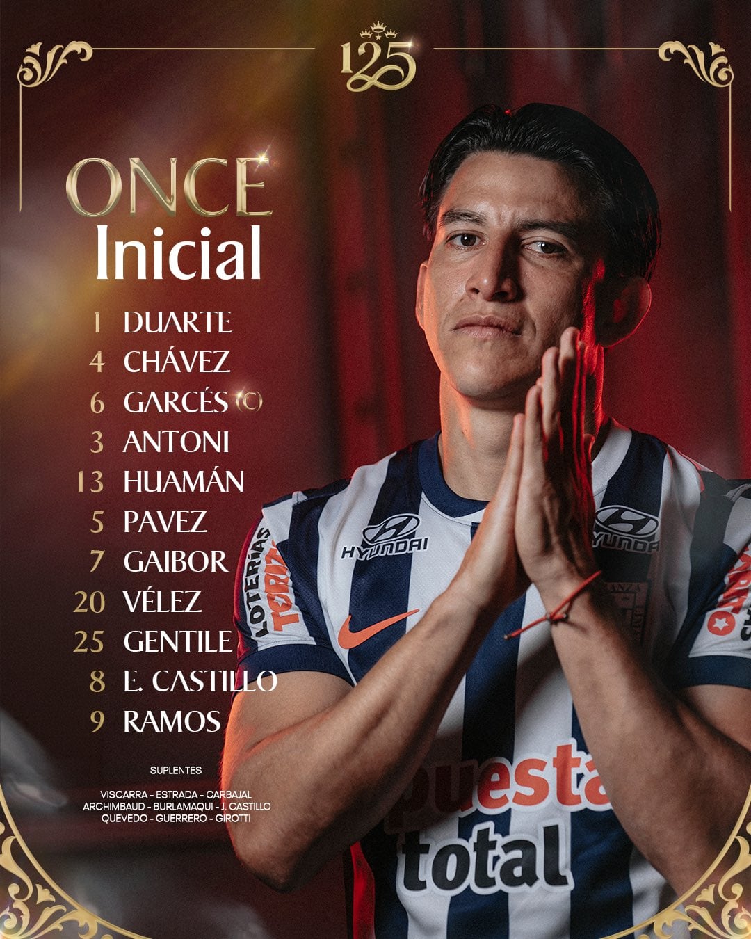 Once de Alianza Lima para el duelo ante Sporting Cristal por Liga 1 2026 - Crédito: X.