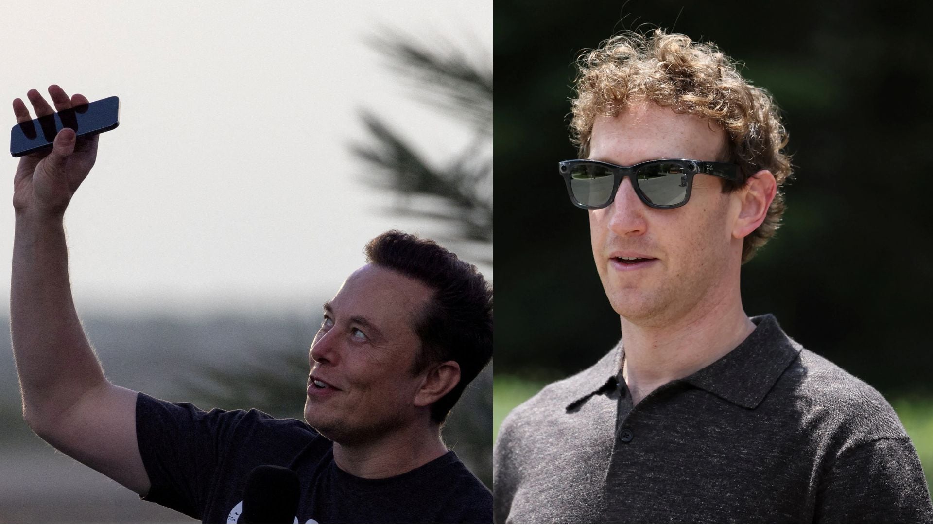 Musk y Zuckerberg coinciden en que el celular dejará de ser el centro de la vida digital: uno imagina un “nodo” mínimo conectado a IA y el otro, unas gafas inteligentes como reemplazo. (REUTERS/Adrees Latif/File Photo // REUTERS/Brendan McDermid)