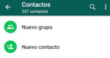 Elige la opción crear contacto