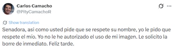 Pity Camacho solicitó a la