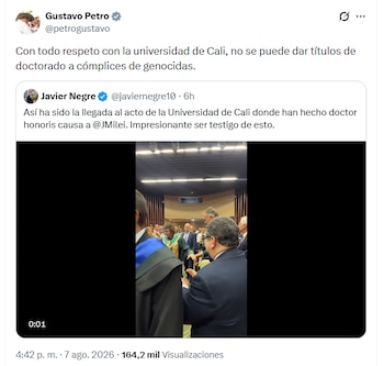 Gustavo Petro criticó ceremonia para Javier Milei - crédito @petrogustavo/X
