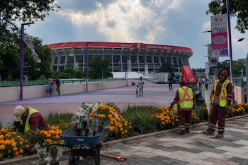 Las tradicionales flores de cempasúchil ya forman parte del paisaje que encontrarán miles de aficionados durante la Copa del Mundo. (Foto: Jesús F. Beltrán)