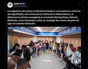 Junior de Barranquilla despidió a Jorge Bolaño - crédito @JuniorClubSA/X