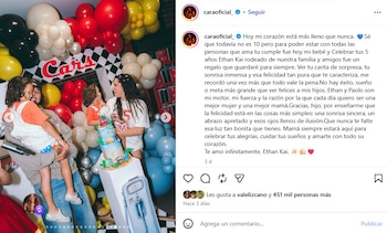 Beéle asistió al cumpleaños de su hijo Ethan, dejando evidencias de una relación mejorada con Cara Rodríguez, su expareja y madre de sus dos hijos - crédito @caraoficial_/Instagram