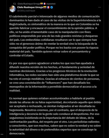 En una publicación de X