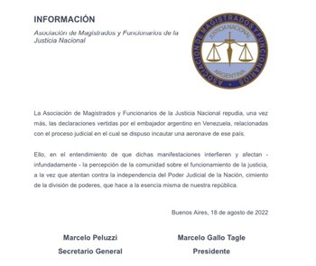 El comunicado emitido por la