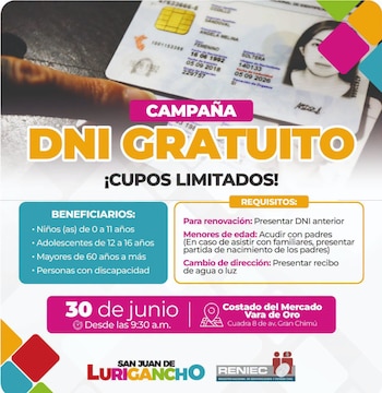 La campaña se llevará a cabo este 30 de junio - Créditos: Municipalidad de San Juan de Lurigancho.