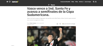 Otro de los diarios destacados de Brasil reseñaron la victoria del Vasco de la siguiente forma-crédito Lance