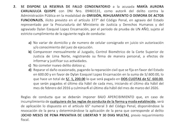 Sentencia de María Caruajulca