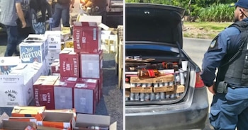 La Fuerza Pública y la Policía de Control Fiscal decomisaron 6.408 unidades de licores y bebidas energéticas de presunto contrabando. (Foto cortesía)