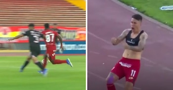 Gol y doblete de Javier Sanguinetti para el 2-1 de Sport Huancayo ante Sport Boys tras polémica penal de Carlos Zambrano.