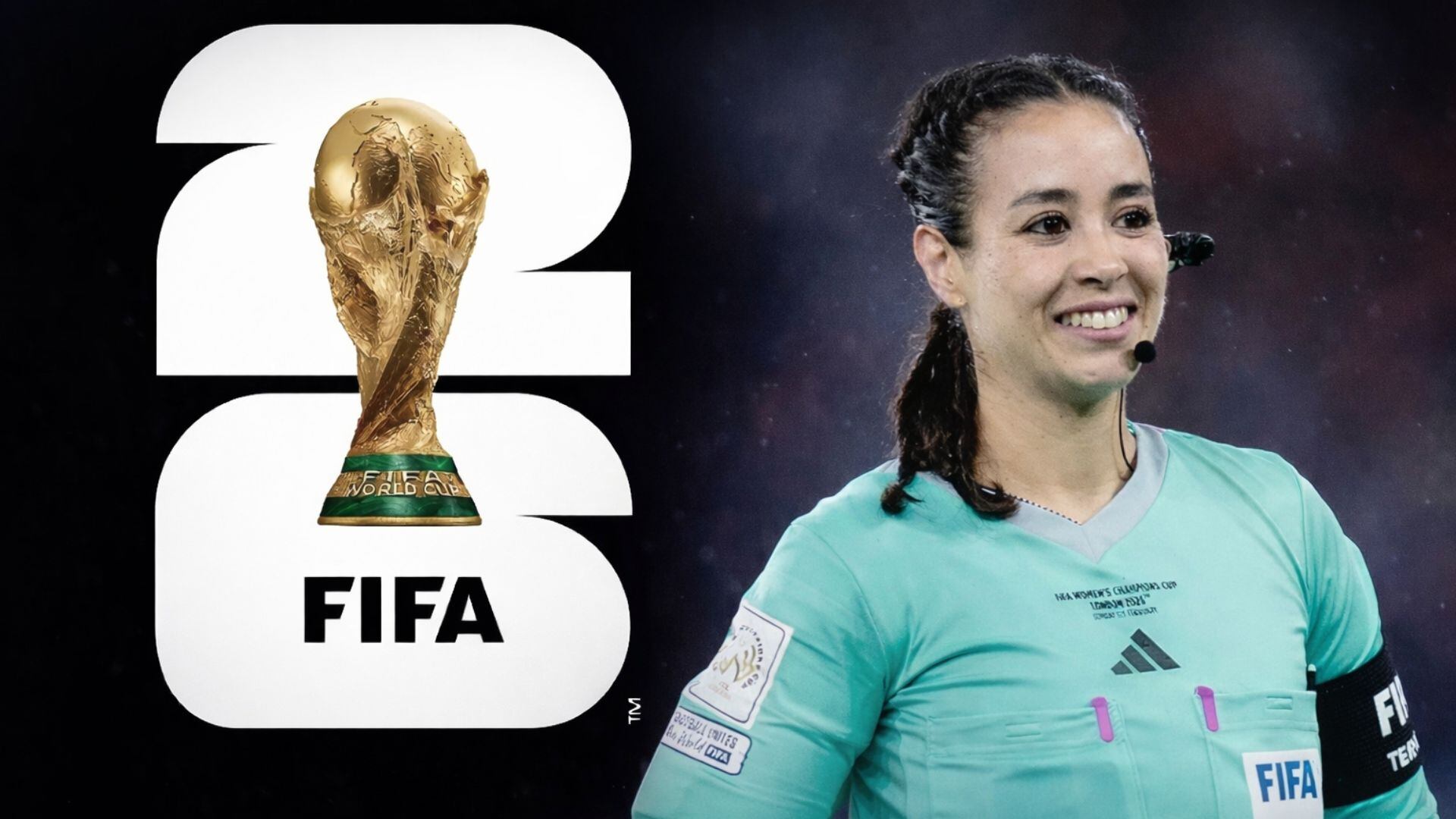 Katia Itzel García Mendoza, quien será la primera mujer mexicana en ocupar ese rol central en una Copa del Mundo. (Ilustración: Infobae México)