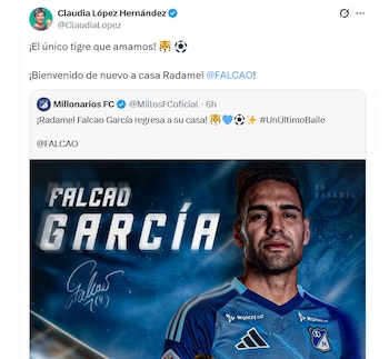 Claudia López festejó que Falcao