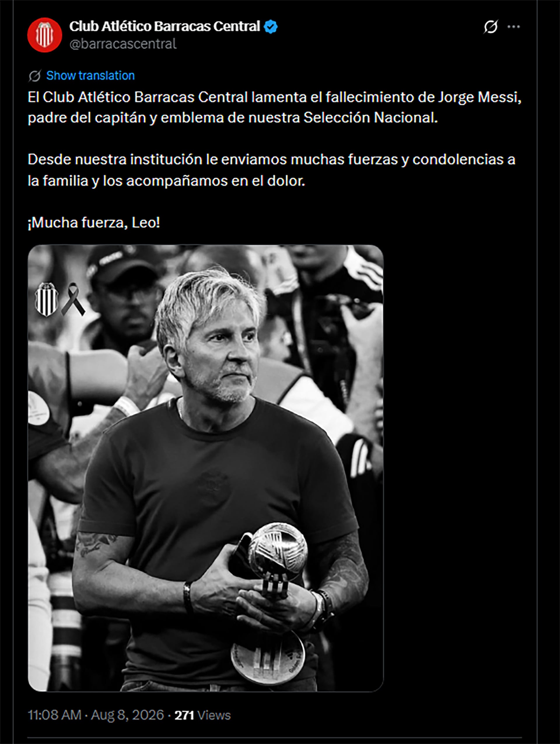 Mensajes por el fallecimiento de Jorge Messi