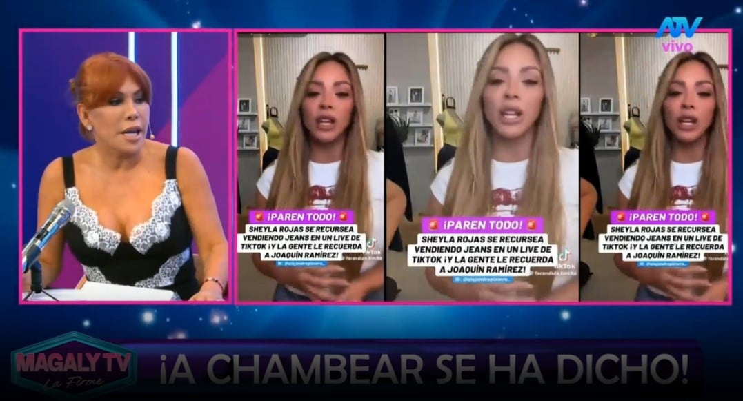 Magaly Medina cuestiona a Sheyla Rojas tras verla vender jeans en TikTok: “Ahora tiene que empezar como de cero”. Captura: Magaly TV La Firme.