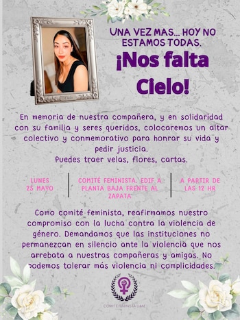 Colectivos feministas condenaron el feminicidio y exigieron una investigación con perspectiva de género. (Facebook Comité Feminista UAM)