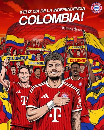La felicitación del Bayern Múnich a Colombia por sus 216 años de independencia - crédito Bayern Munich