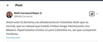 Mafe Carrascal se despachó en contra de la derecha colombiana - crédito @MafeCarrascal