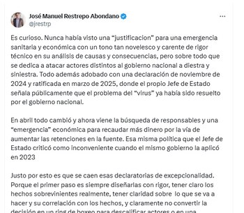 José Manuel Restrepo, exministro de