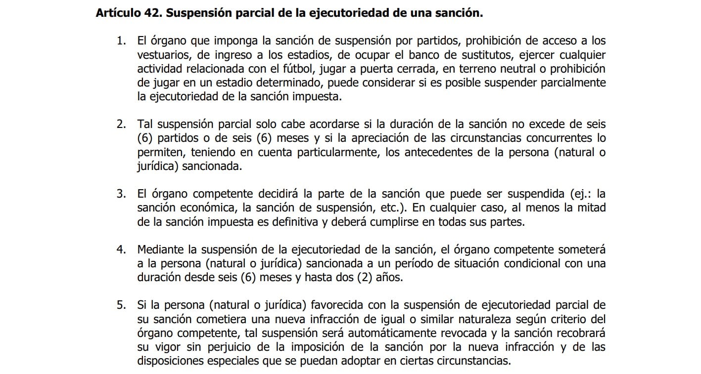 El artículo 42 del Código Único Disciplinario de la FCF, beneficia a los equipos para suspender sanciones que se vengan cumpliendo - crédito FCF