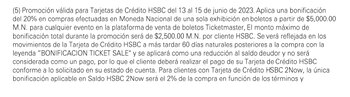 Captura: Términos y condiciones HSBC.