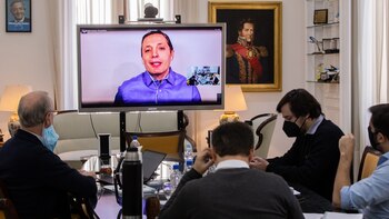 Axel Kicillof en un zoom con los intendentes del conurbano