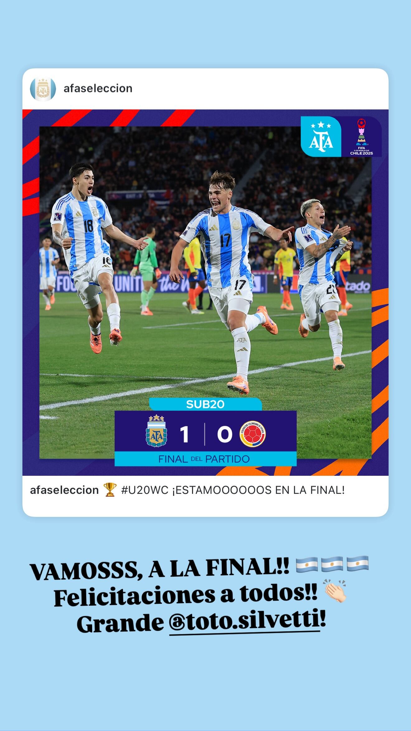 El posteo de Lionel Messi tras la clasificación de Argentina a la final del Mundial Sub 20