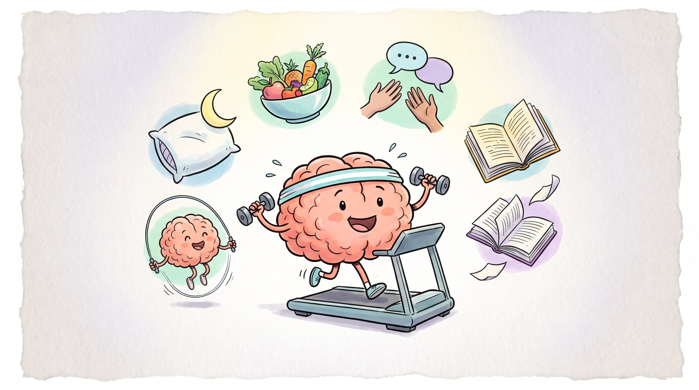 Un cerebro ejercitándose simboliza la relación entre la actividad física, la nutrición, el descanso y la lectura con el bienestar cognitivo. (Imagen Ilustrativa Infobae)