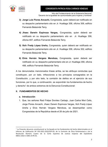 Acusación constitucional de Patricia Chirinos