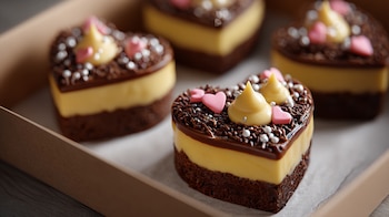 Chocoflan en forma de corazón,