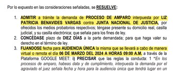 Juzgado admite amparo de Patricia Benavides