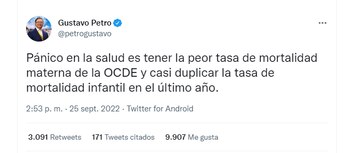 A través de Twitter, el