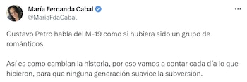 María Fernanda Cabal cuestionó el discurso de Petro